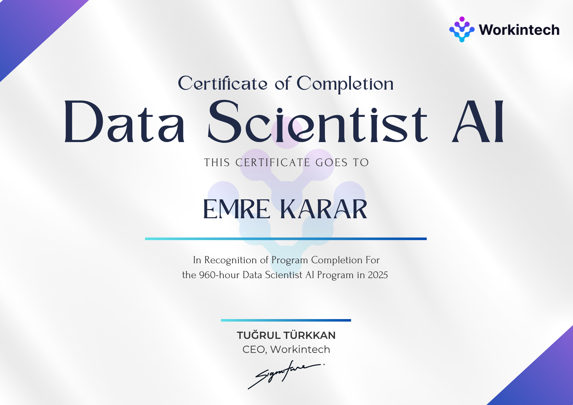 dataScientistAi sertifikası