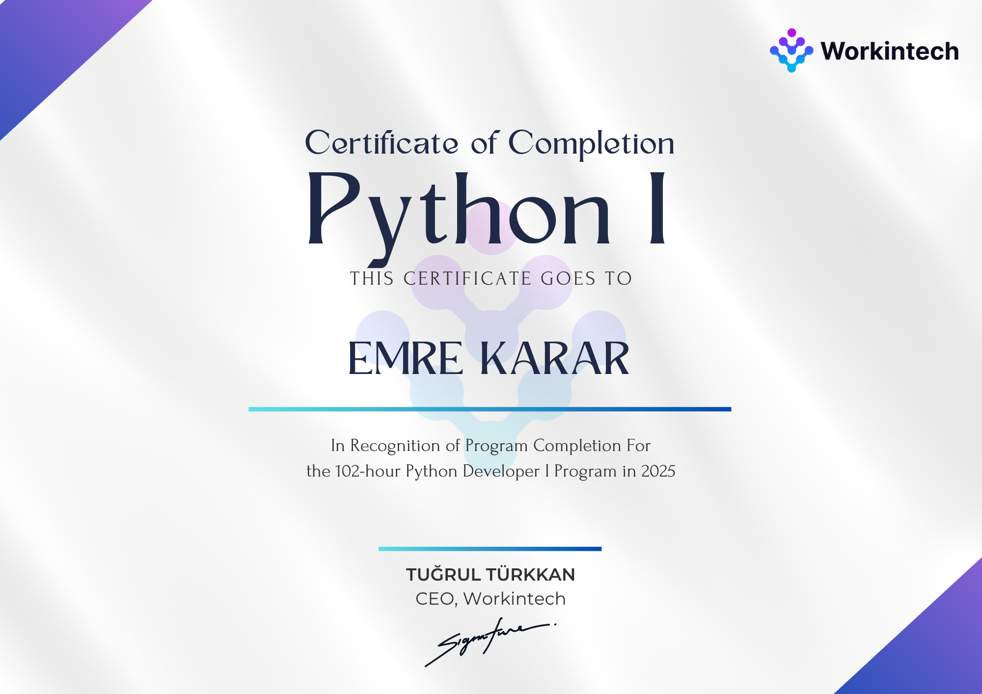 python1 sertifikası